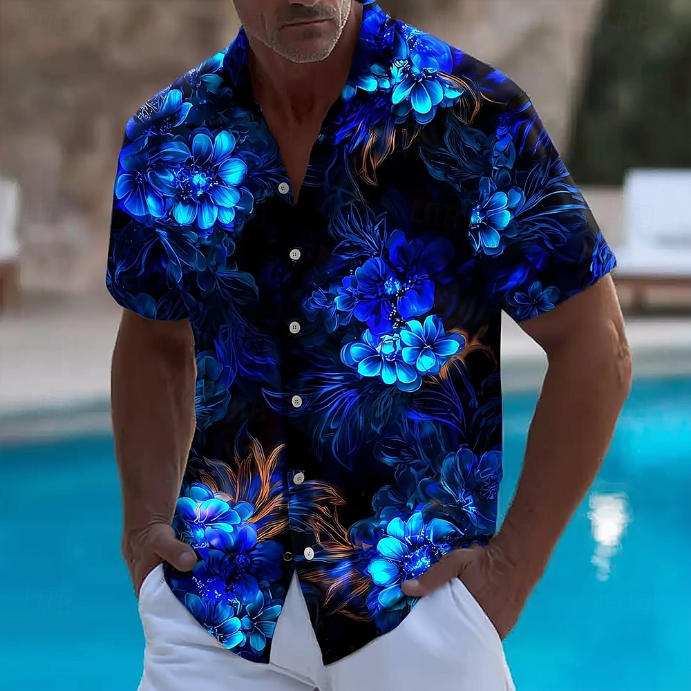 Vintage Hawaiian Floral Shirt - Мужская летняя гавайская рубашка с цветочным
