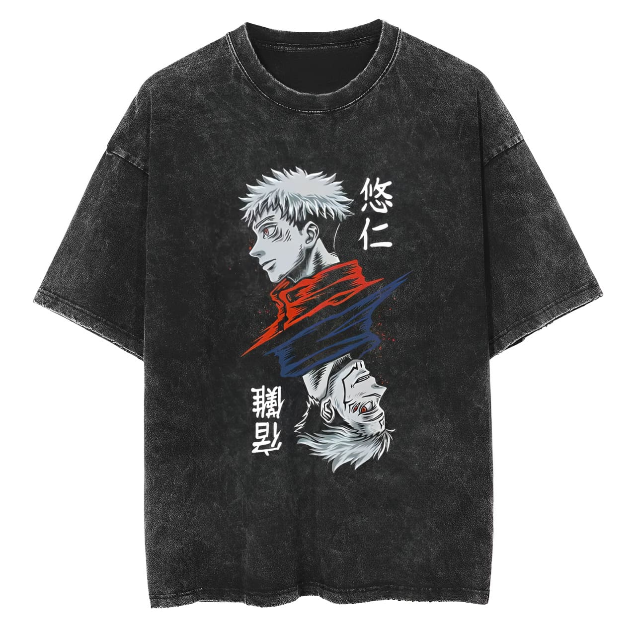 Acid Wash Vintage Graphic T Shirt - Футболка Itadori Sukuna Jujutsu Kaisen, мужская,