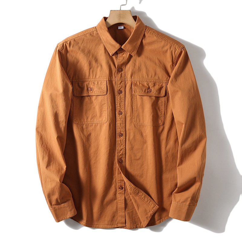 Oxford Cotton Casual Shirt Business - Новинка Мужская деловая модная повседневная Однотонная