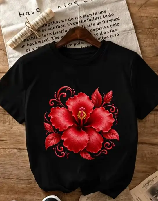 Vintage Hawaiian Floral Shirt - Женская винтажная футболка 90-х с тропическим