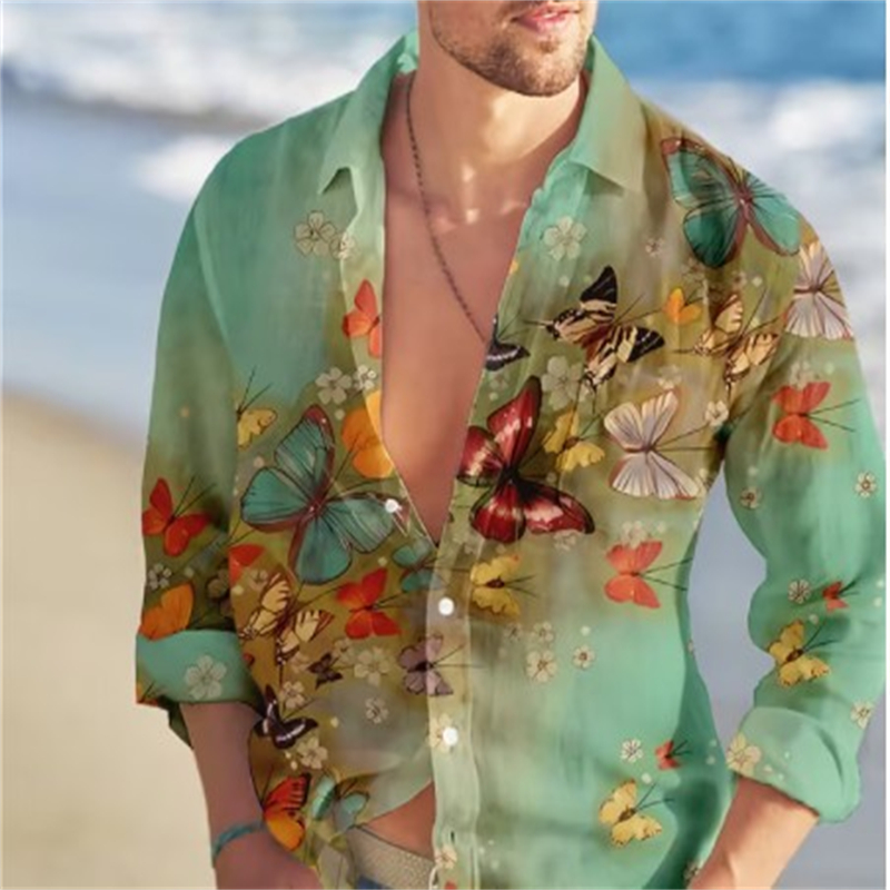 Vintage Hawaiian Floral Shirt - Гавайские рубашки с бабочками, рубашки с