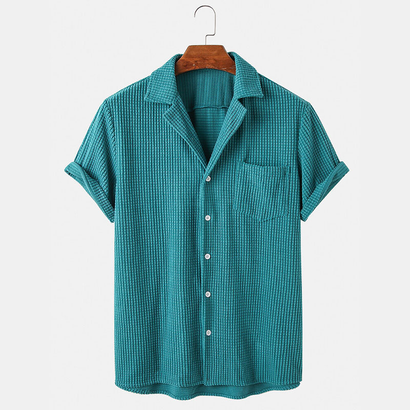 Corduroy Button Up Shirt Men - Летняя одежда, мужские роскошные вельветовые клетчатые