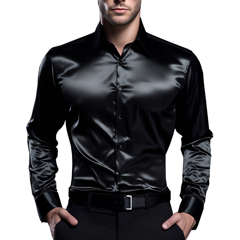 Рубашка мужская атласная однот – обзор и цена Mens Satin Silk Dress Shirt