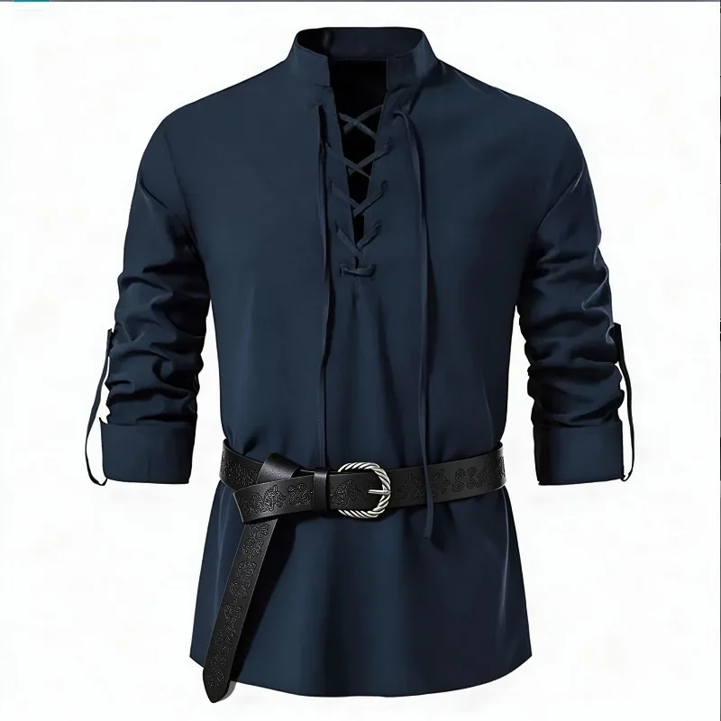 Мужская средневековая рубашка  – обзор и цена Medieval Gothic Lace Up Pirate Shirt