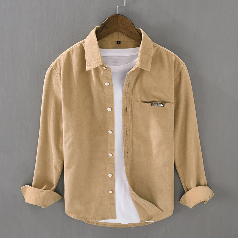 Рубашка в японском ретро-стиле – обзор и цена Corduroy Button Up Shirt Men